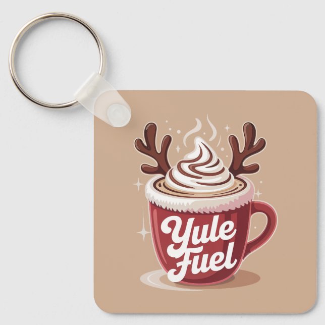 Yule Fuel • Cozy Cocoa & Coffee Christmas Key Ring (Front)