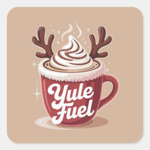 Yule Fuel • Cozy Cocoa & Coffee Christmas Square Sticker