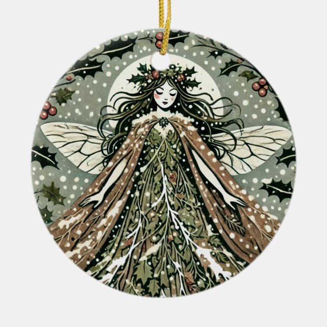 Yule Goddess Winter Solstice                       Ceramic Ornament (Front)