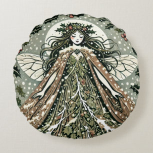 Yule Goddess Winter Solstice Round Cushion