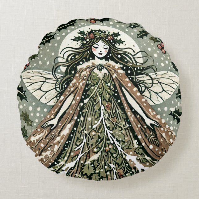 Yule Goddess Winter Solstice                       Round Cushion (Front)