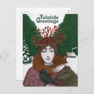 Yule Greetings Holiday Postcard