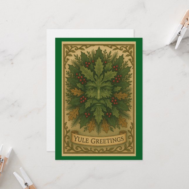 Yule Greetings Invitation Card (Front/Back In Situ)