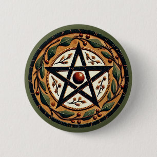 Yule Pentacle 6 Cm Round Badge