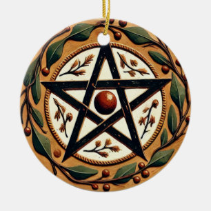 Yule Pentacle Ceramic Ornament