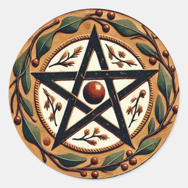 Yule Pentacle                                      Classic Round Sticker (Front)