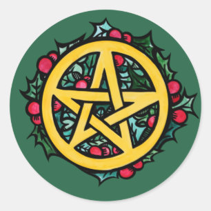 Yule Pentacle Merry Yule Blessings Classic Round Sticker