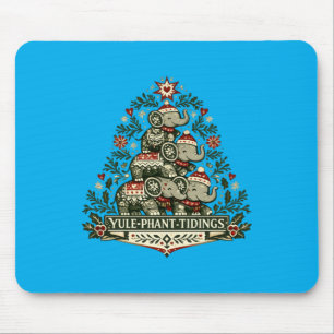 Yule-Phant Tidings Christmas Elephant Tree Pun Mouse Pad