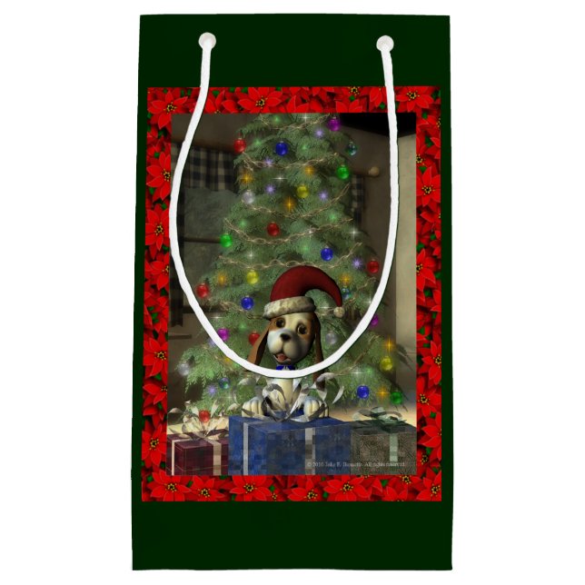 Yule Puppy Small Gift Bag (Front)