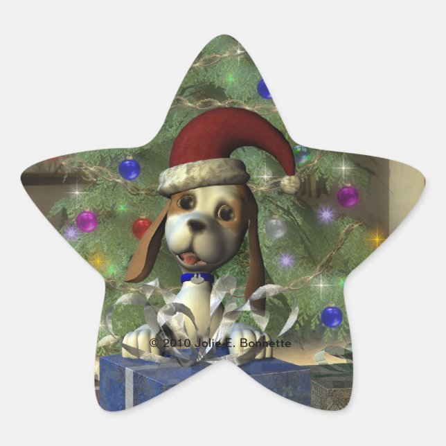 Yule Puppy Star Sticker (Front)