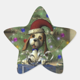 Yule Puppy Star Sticker