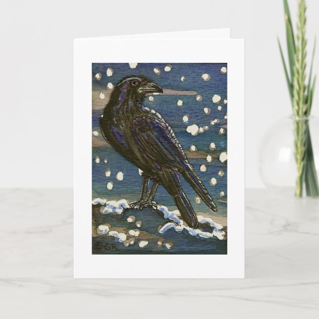 Yule Raven in Snow Card (Front)