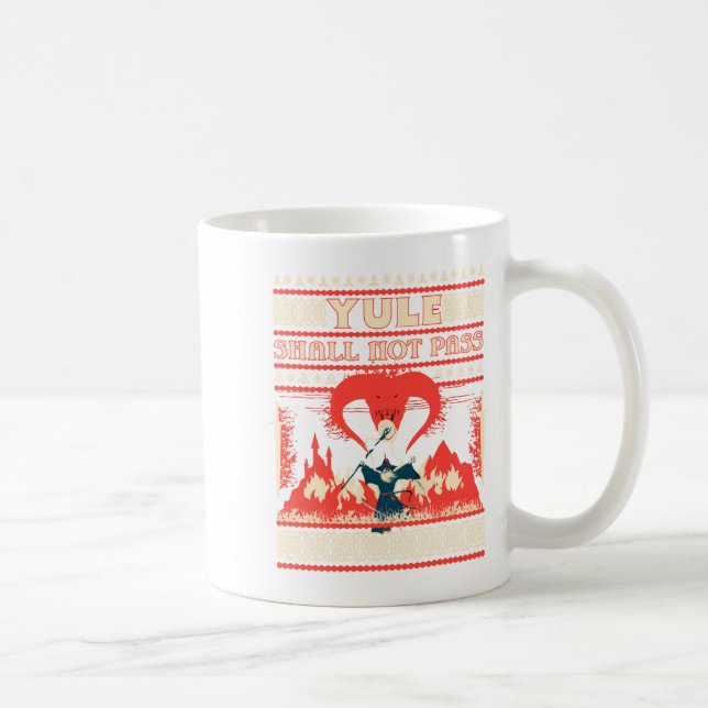 Yule Shall Not P Fantasy Wizard Holiday Pun Funny  Coffee Mug (Right)