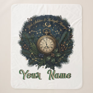 Yule Solstice Midnight Musings Pocket Watch Quote Sherpa Blanket