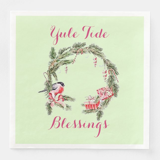 Yule Tide Blessings Paper Napkins (Front)