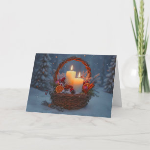 Yule Winter Solstice Basket Made from Vines Card