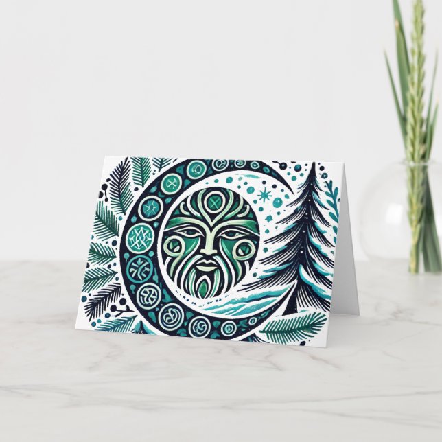 Yule Winter Solstice Greenman                      Card (Front)