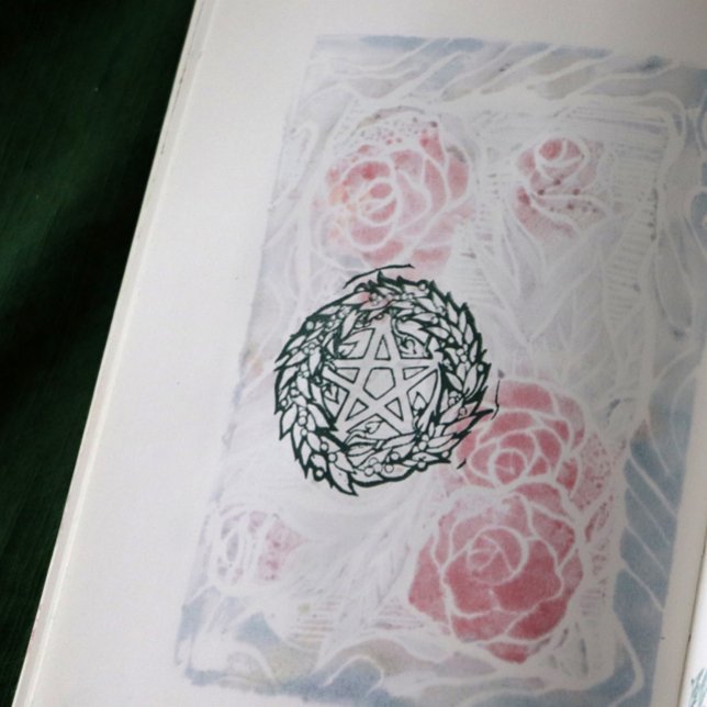 Yule Wreath Pentacle Pagan Pentagram Holiday       Rubber Stamp (Creator Uploaded)