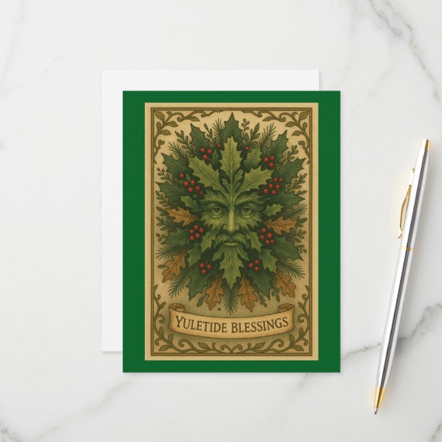 Yuletide Blessings Invitation Card (Front/Back In Situ)
