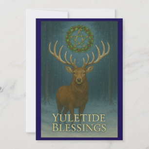 Yuletide Blessings Stag Invitation Card