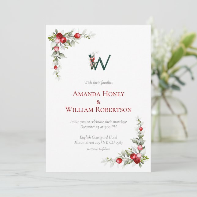 Yuletide Bliss: Christmas Wedding Card (Standing Front)