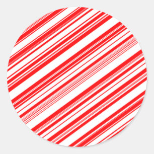 Yuletide Candy Cane Christmas Red White 4Stella Classic Round Sticker