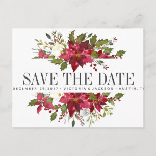 Yuletide    Christmas Winter WEDDING save the date Announcement Postcard