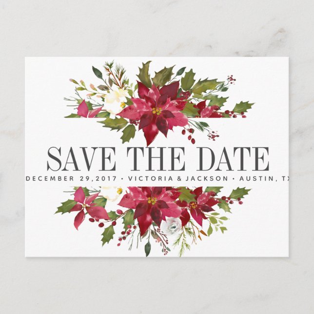 Yuletide  | Christmas Winter WEDDING save the date Announcement Postcard (Front)