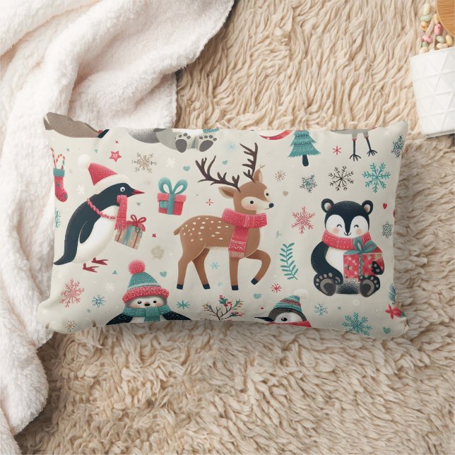 Yuletide Creatures Christmas Pillow (Blanket)