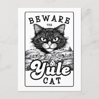 Yuletide Greetings - Beware the Yule Cat Holiday Postcard