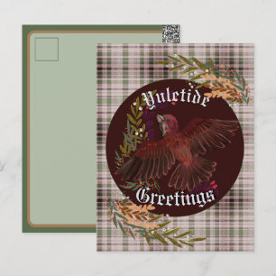 Yuletide Greetings Purple Finch Holiday Postcard