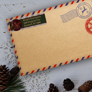 Yuletide Greetings Purple Finch Return Address Label