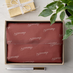 Yuletide Greetings Rich Burgundy Red & Ivory Tissue Paper