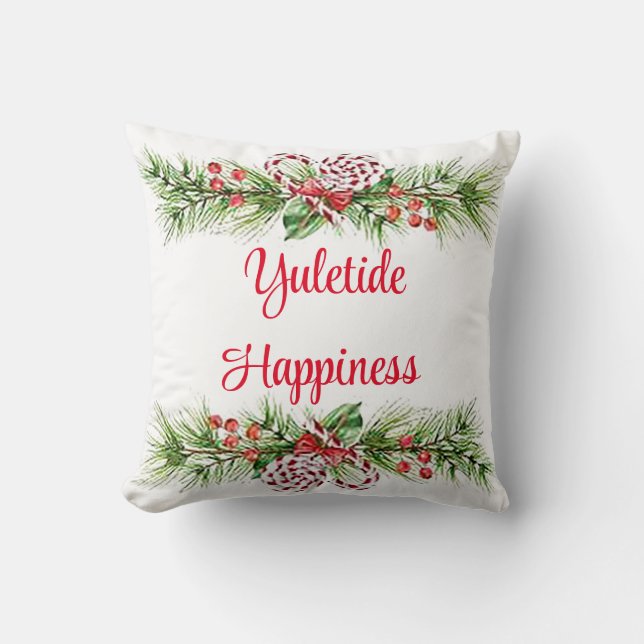 Yuletide Happiness Throw Pillow (Front)