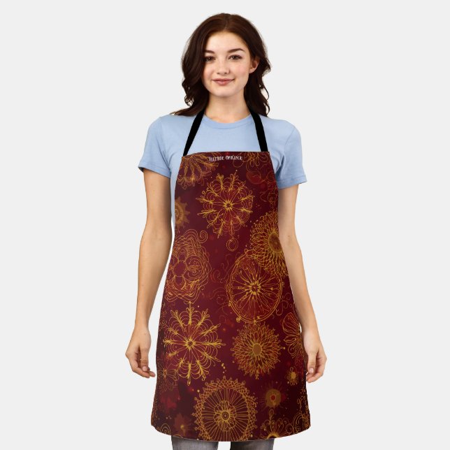 Yuletide Opulence: Golden Threads of Christmas Apron (Worn)