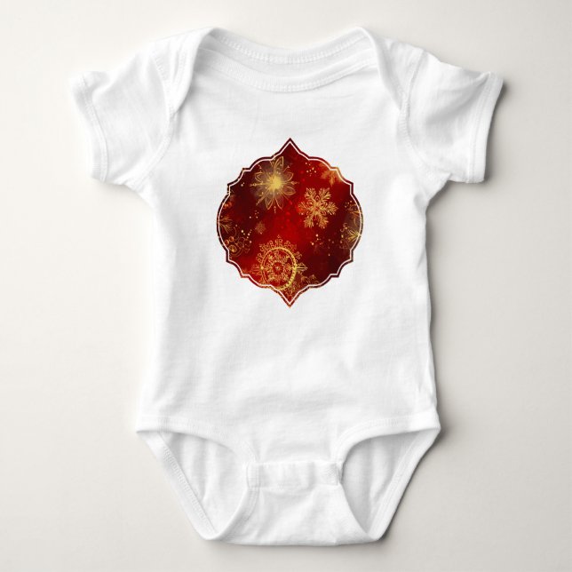 Yuletide Opulence: Golden Threads of Christmas Baby Bodysuit (Front)