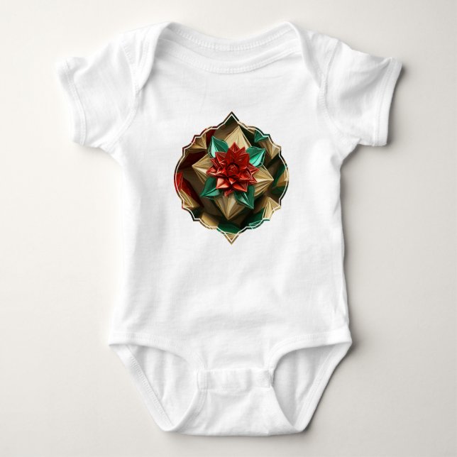 Yuletide Opulence: Golden Threads of Christmas Baby Bodysuit (Front)