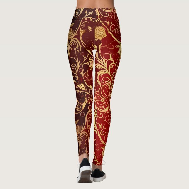 Yuletide Opulence: Golden Threads of Christmas Leggings (Back)