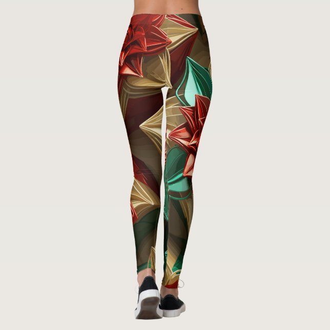 Yuletide Opulence: Golden Threads of Christmas Leggings (Back)