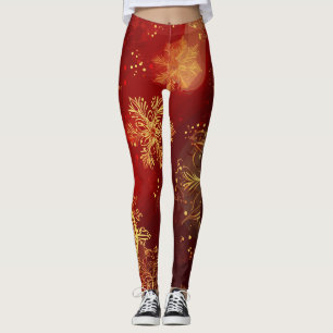 Yuletide Opulence: Golden Threads of Christmas Leggings