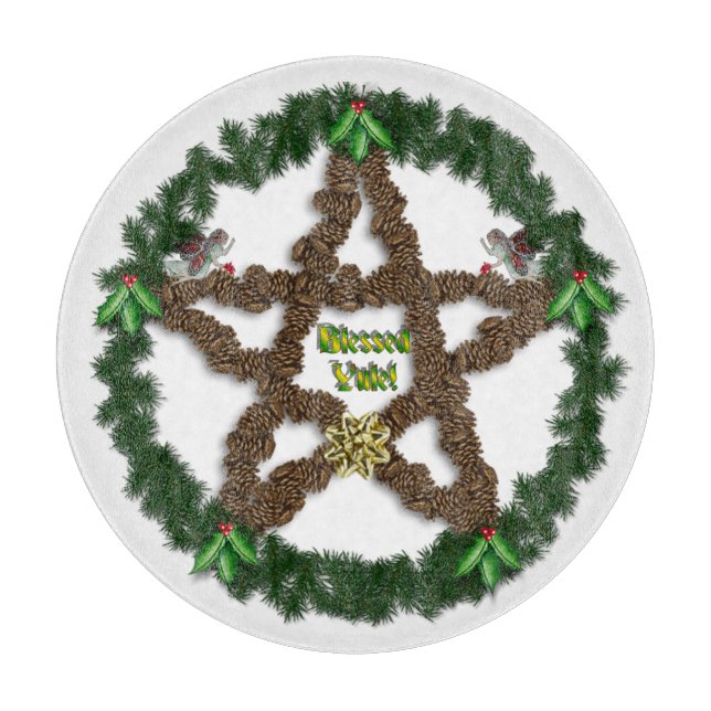 Yuletide Pentacle Cutting Board (Front)