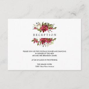 Yuletide   Poinsettia WEDDING  Reception Enclosure Card