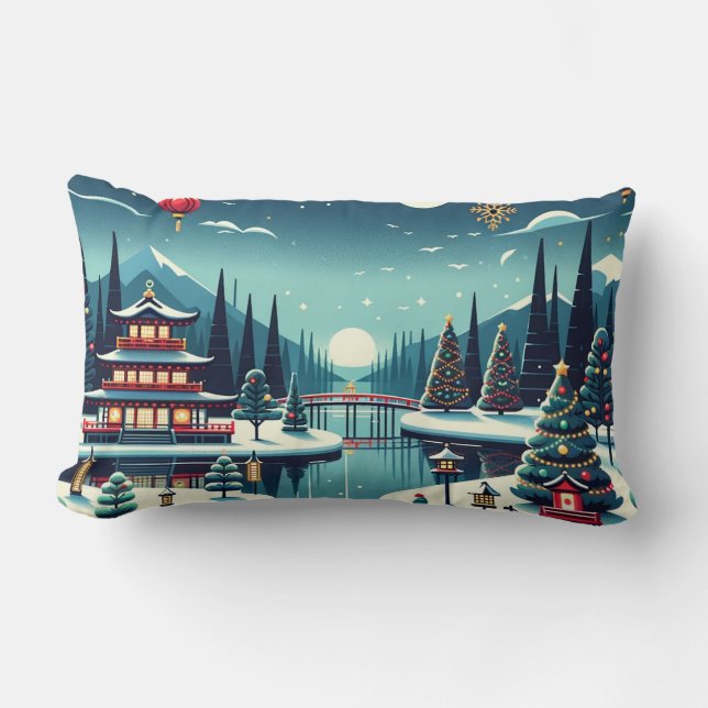 Yuletide Reflections in the East Tote Bag Lumbar Cushion (Front)