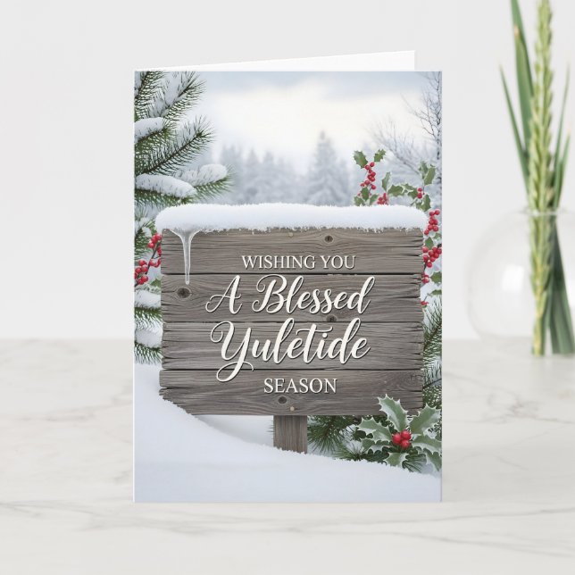 Yuletide Season Greeting Sign Holiday Card (Front)