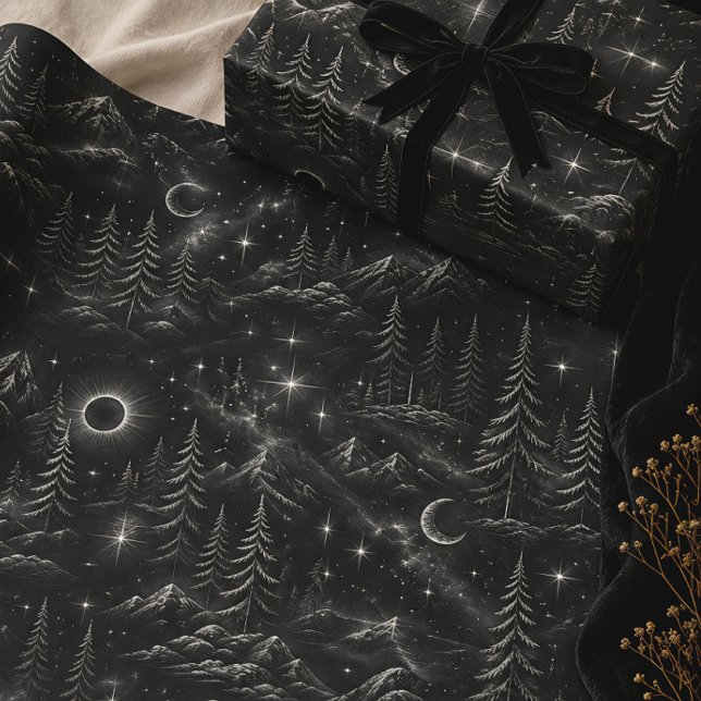 Yuletide Shadows Gothic Winter Forest Wrapping Paper (Creator Uploaded)