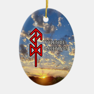 Yuletide Viking Rune Ceramic Ornament