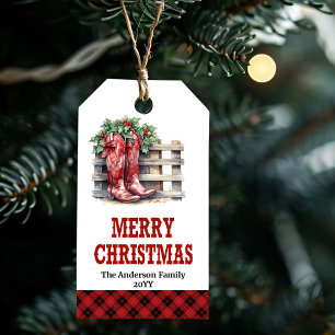 Yuletide Yeehaw cowboy Christmas gift tag design