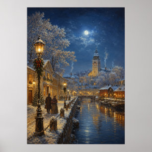 Yuletime City I - River at Christmas Poster
