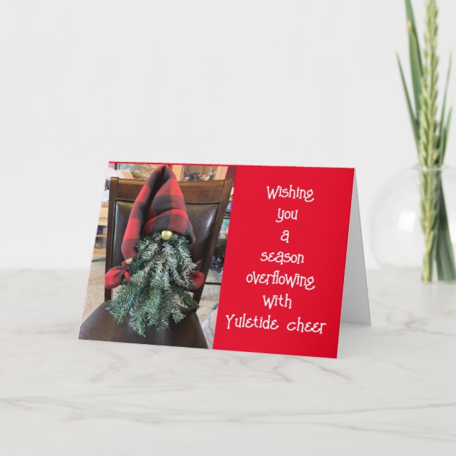 **YULTIDE CHEER** SAYS GNOME AT CHRISTMAS HOLIDAY CARD (Front)