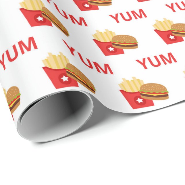 Yum burgers and fries party wrap wrapping paper (Roll Corner)